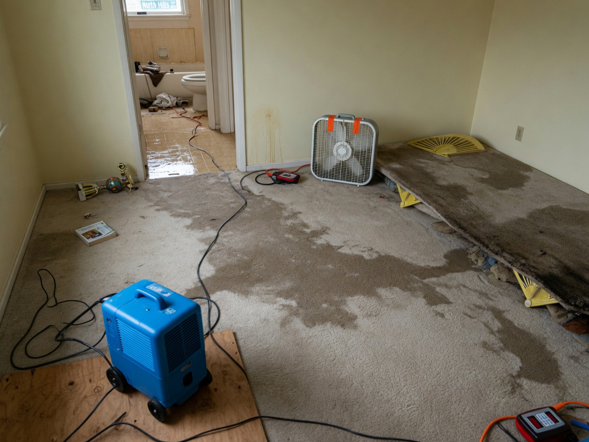 Drying Carpet After an Upstairs Bathroom Overflow in North Hills